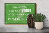 Holzschild Spruch 30x20cm froh mein Vogel nicht sprechen