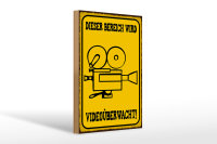 Holzschild Warnschild 20x30cm Bereich videoüberwacht