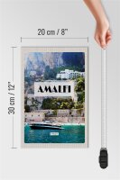 Holzschild Reise 20x30cm Amalfi Italy Wasser Berge