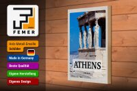 Holzschild Reise 20x30cm Retro Athens Greece Geschenk Dekoration