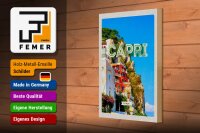 Holzschild Reise 20x30cm Capri Italy Stadt Bergen Urlaub