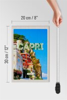 Holzschild Reise 20x30cm Capri Italy Stadt Bergen Urlaub