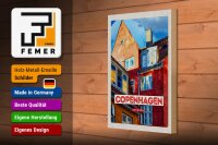 Holzschild Reise 20x30cm Copenhagen Denmark altes Haus