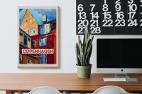 Holzschild Reise 20x30cm Copenhagen Denmark altes Haus