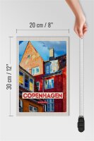 Holzschild Reise 20x30cm Copenhagen Denmark altes Haus