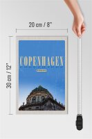 Holzschild Reise 20x30cm Retro Copenhagen Kuppeldach