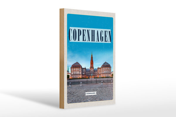 Holzschild Reise 20x30cm Retro Copenhagen Denmark Schloss