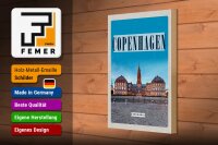 Holzschild Reise 20x30cm Retro Copenhagen Denmark Schloss