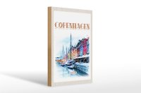 Holzschild Reise 20x30cm Kunst Copenhagen Denmark Boot