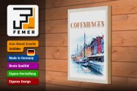Holzschild Reise 20x30cm Kunst Copenhagen Denmark Boot