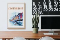 Holzschild Reise 20x30cm Kunst Copenhagen Denmark Boot