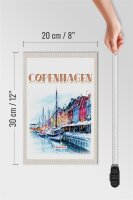 Holzschild Reise 20x30cm Kunst Copenhagen Denmark Boot