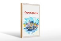 Holzschild Reise 20x30cm Bild Copenhagen Denmark Boot