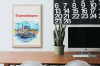 Holzschild Reise 20x30cm Bild Copenhagen Denmark Boot