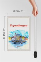 Holzschild Reise 20x30cm Bild Copenhagen Denmark Boot