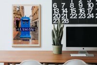 Holzschild Reise 20x30cm Glasgow Scotland Blaue Police Zelle