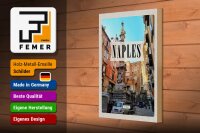 Holzschild Reise 20x30cm Naples Italy Neapel Italien Architektur
