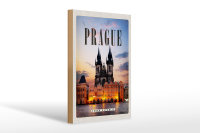Holzschild Reise 20x30cm Retro Prague Prag Czech Republik