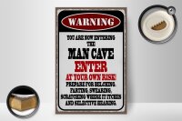 Holzschild Spruch 20x30cm warning man cave enter at your risk