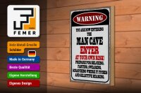 Holzschild Spruch 20x30cm warning man cave enter at your risk