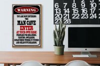 Holzschild Spruch 20x30cm warning man cave enter at your risk