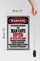 Holzschild Spruch 20x30cm warning man cave enter at your risk