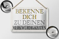 Blechschild Spruch 18x12cm bekenne dich Merkwürdigkeiten