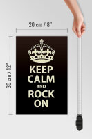 Holzschild Spruch 20x30cm Keep Calm and rock on Geschenk