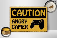 Holzschild Spruch 30x20cm caution angry gamer Vorsicht wütender