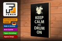 Holzschild Spruch 20x30cm Keep calm and drum on Geschenk