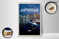 Holzschild Reise 20x30cm Asturias Spanien Yachthafen