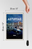 Holzschild Reise 20x30cm Asturias Spanien Yachthafen