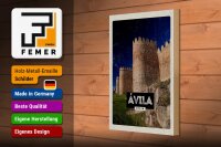 Holzschild Reise 20x30cm Avila Spain Mittelalter Turm