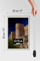 Holzschild Reise 20x30cm Avila Spain Mittelalter Turm