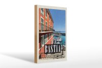 Holzschild Reise 20x30cm Bastia Corsica Blick auf Yachthafen Meer