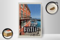 Holzschild Reise 20x30cm Bastia Corsica Blick auf Yachthafen Meer