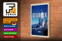 Holzschild Reise 20x30cm Retro Benidorm Spain Spanien Badeort