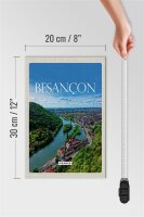 Holzschild Reise 20x30cm Retro Besançon France Panoramablick