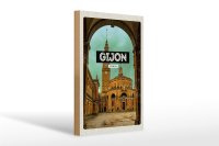 Holzschild Reise 20x30cm Gijon Spain Universidad Laboral