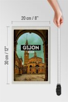 Holzschild Reise 20x30cm Gijon Spain Universidad Laboral