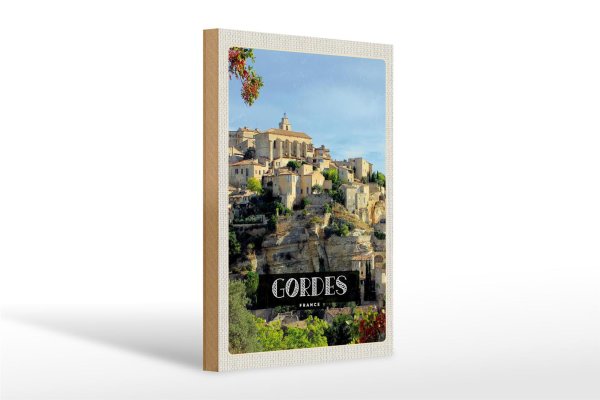 Holzschild Reise 20x30cm Gordes France Ansicht Urlaub