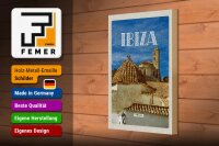 Holzschild Reise 20x30cm Retro Ibiza Spain Altstadt Urlaub