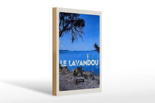 Holzschild Reise 20x30 m Retro Le Lavandou France Urlaub
