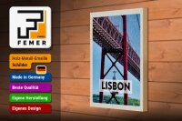 Holzschild Reise 20x30cm Lisbon Portugal Ponte 25 de Abril