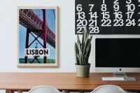 Holzschild Reise 20x30cm Lisbon Portugal Ponte 25 de Abril