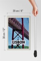 Holzschild Reise 20x30cm Lisbon Portugal Ponte 25 de Abril