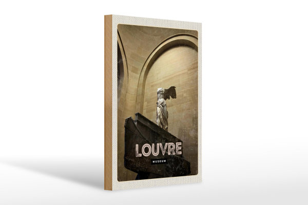Holzschild Reise 20x30cm Retro Louvre Museum Paris Palast