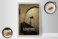 Holzschild Reise 20x30cm Retro Louvre Museum Paris Palast