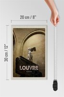 Holzschild Reise 20x30cm Retro Louvre Museum Paris Palast