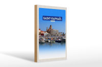 Holzschild Reise 20x30cm Saint-Raphaël France Hafenansicht